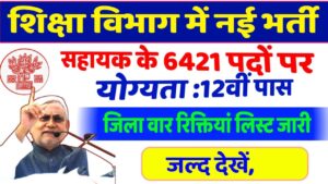 Bihar Vidyalaya Sahayak Recruitment 2024 Apply Date